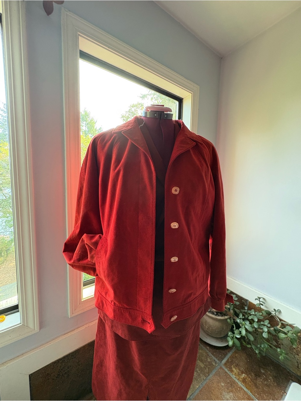 Women's Red Button-Front Jacket - Picture 2 of 9